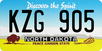 ND license plate KZG905