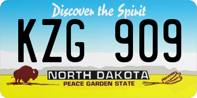ND license plate KZG909