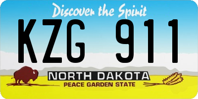 ND license plate KZG911