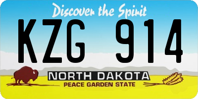 ND license plate KZG914