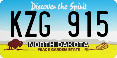 ND license plate KZG915
