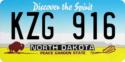ND license plate KZG916