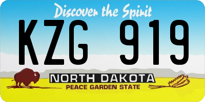 ND license plate KZG919