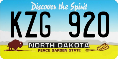 ND license plate KZG920