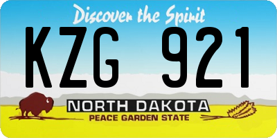 ND license plate KZG921