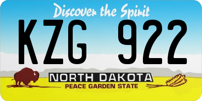 ND license plate KZG922