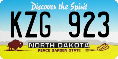 ND license plate KZG923