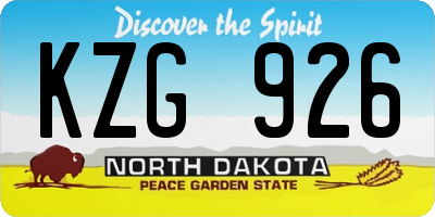 ND license plate KZG926