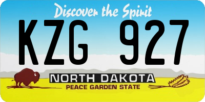 ND license plate KZG927