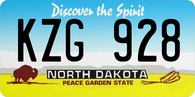 ND license plate KZG928