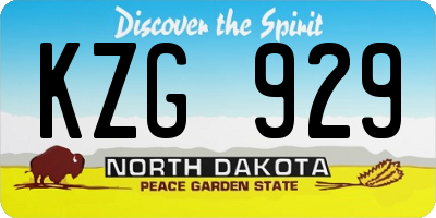 ND license plate KZG929