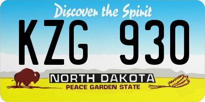 ND license plate KZG930