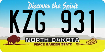 ND license plate KZG931