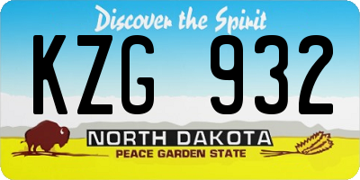 ND license plate KZG932