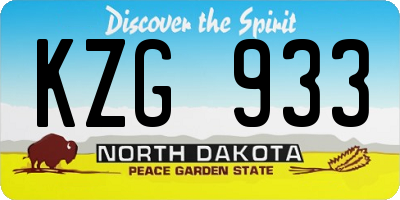 ND license plate KZG933