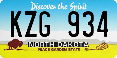 ND license plate KZG934