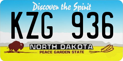 ND license plate KZG936