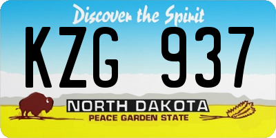 ND license plate KZG937