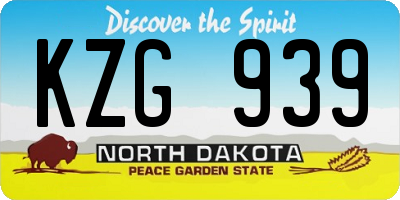 ND license plate KZG939
