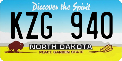 ND license plate KZG940