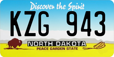 ND license plate KZG943