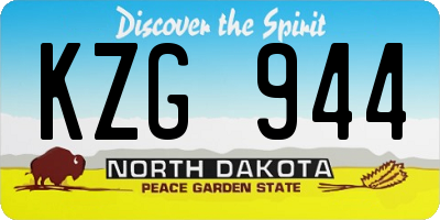 ND license plate KZG944