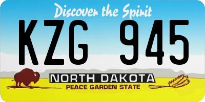 ND license plate KZG945