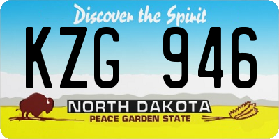 ND license plate KZG946