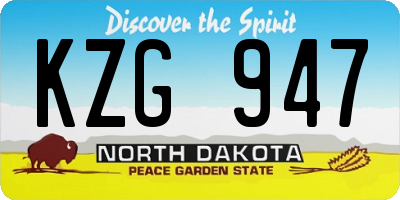 ND license plate KZG947