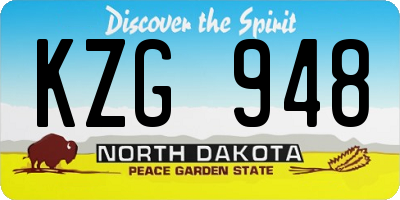 ND license plate KZG948