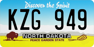 ND license plate KZG949