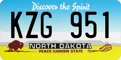 ND license plate KZG951