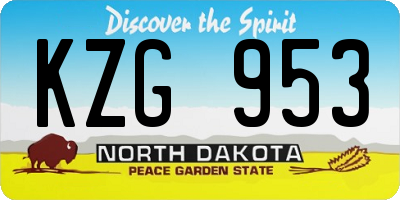 ND license plate KZG953
