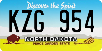ND license plate KZG954