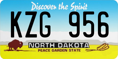 ND license plate KZG956