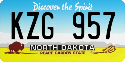 ND license plate KZG957