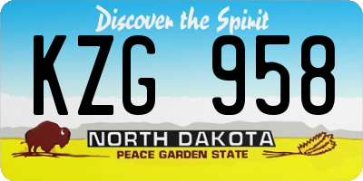 ND license plate KZG958