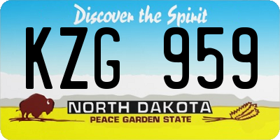 ND license plate KZG959