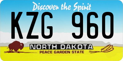 ND license plate KZG960