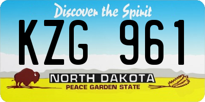 ND license plate KZG961