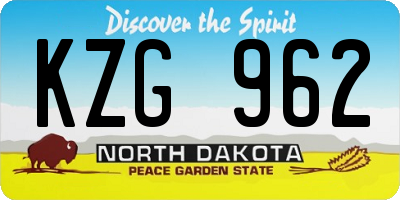 ND license plate KZG962