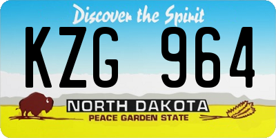 ND license plate KZG964