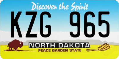 ND license plate KZG965