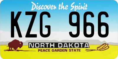 ND license plate KZG966