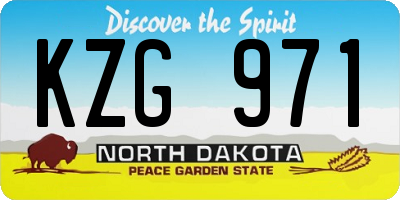 ND license plate KZG971