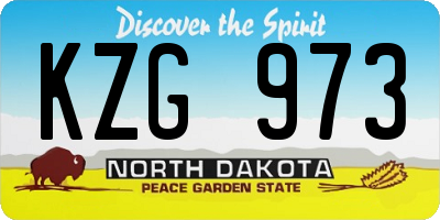ND license plate KZG973