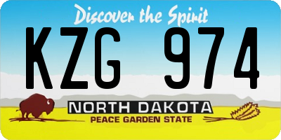 ND license plate KZG974