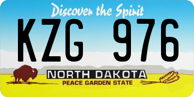 ND license plate KZG976