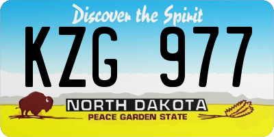 ND license plate KZG977