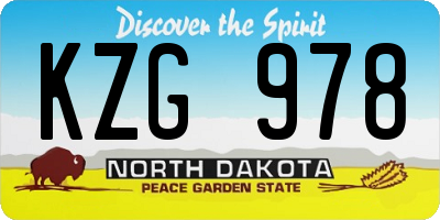 ND license plate KZG978